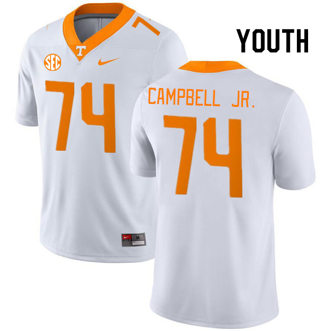 Youth #74 John Campbell Jr. Tennessee Volunteers College Football Jerseys Stitched Sale-White
